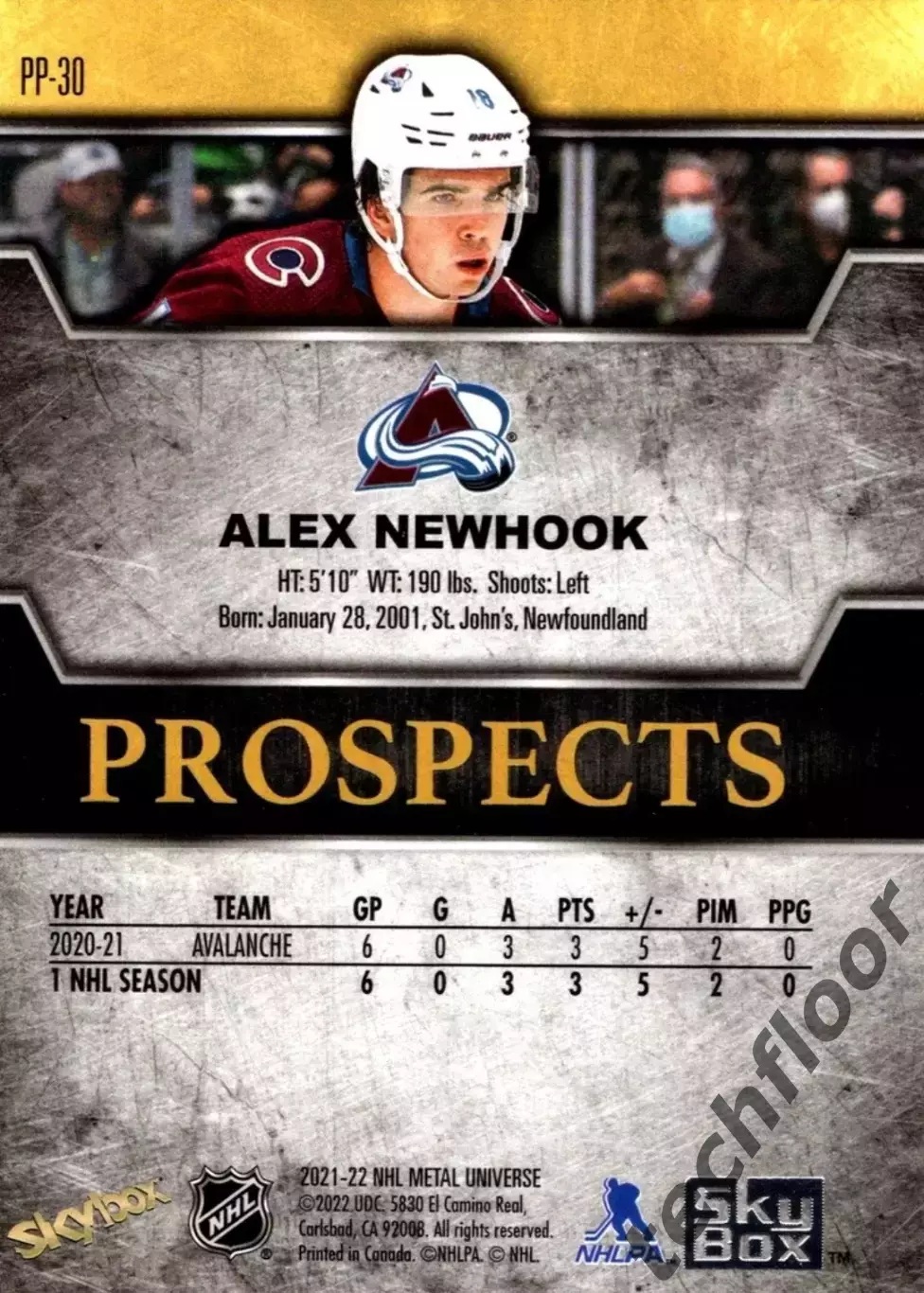 Карточка NHL Alex Newhook Colorado Avalanche/ Алекс Ньюхук Колорадо НХЛ 1