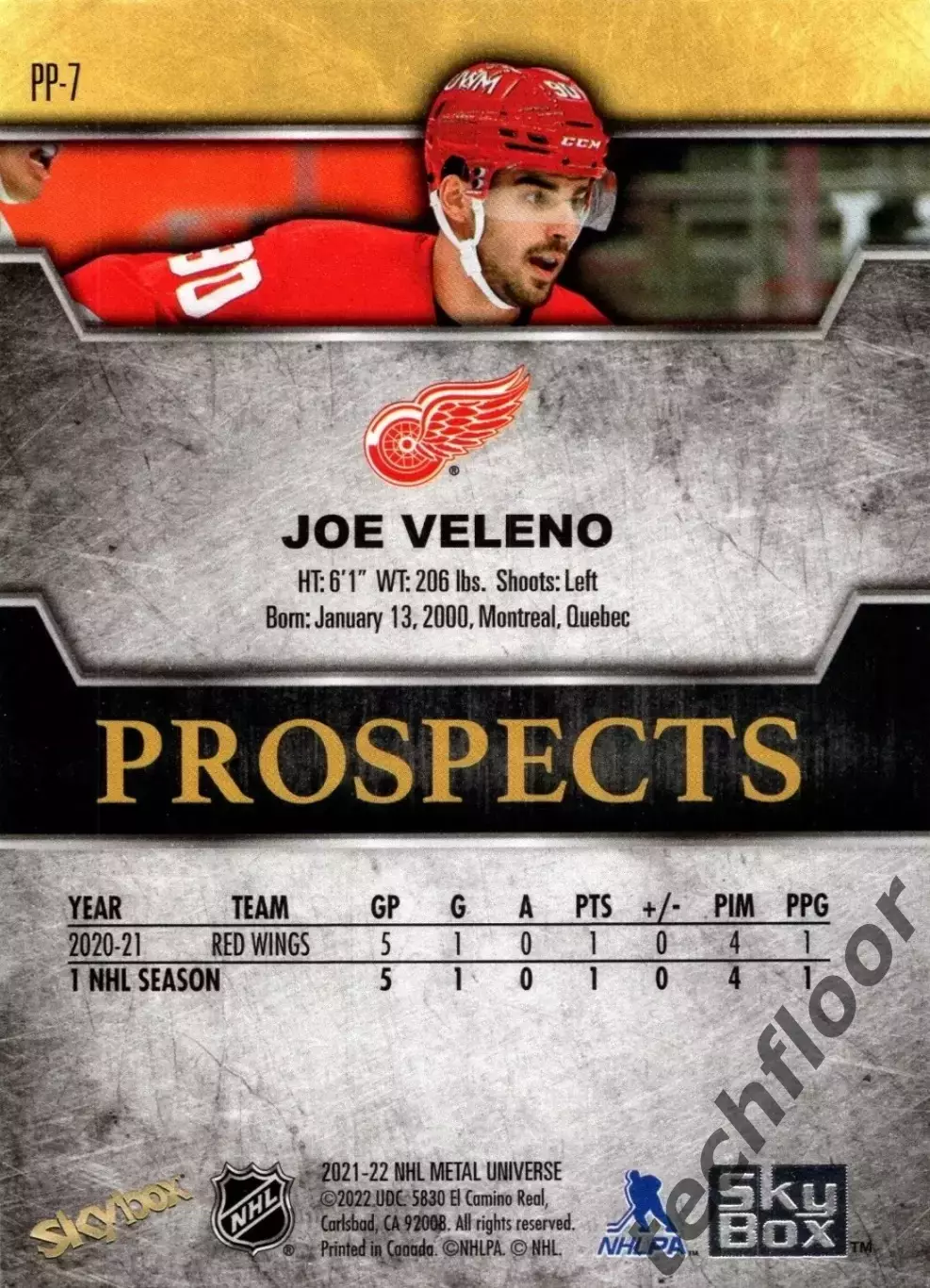 Карточка NHL Joe Veleno Detroit Red Wings/Джо Велено Детройт НХЛ 1