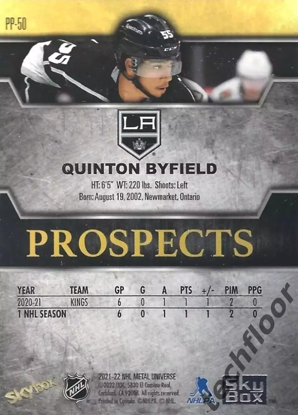 Карточка NHL Quinton Byfield LA Kings /Куинтон Байфилд Лос-Анджелес НХЛ 1