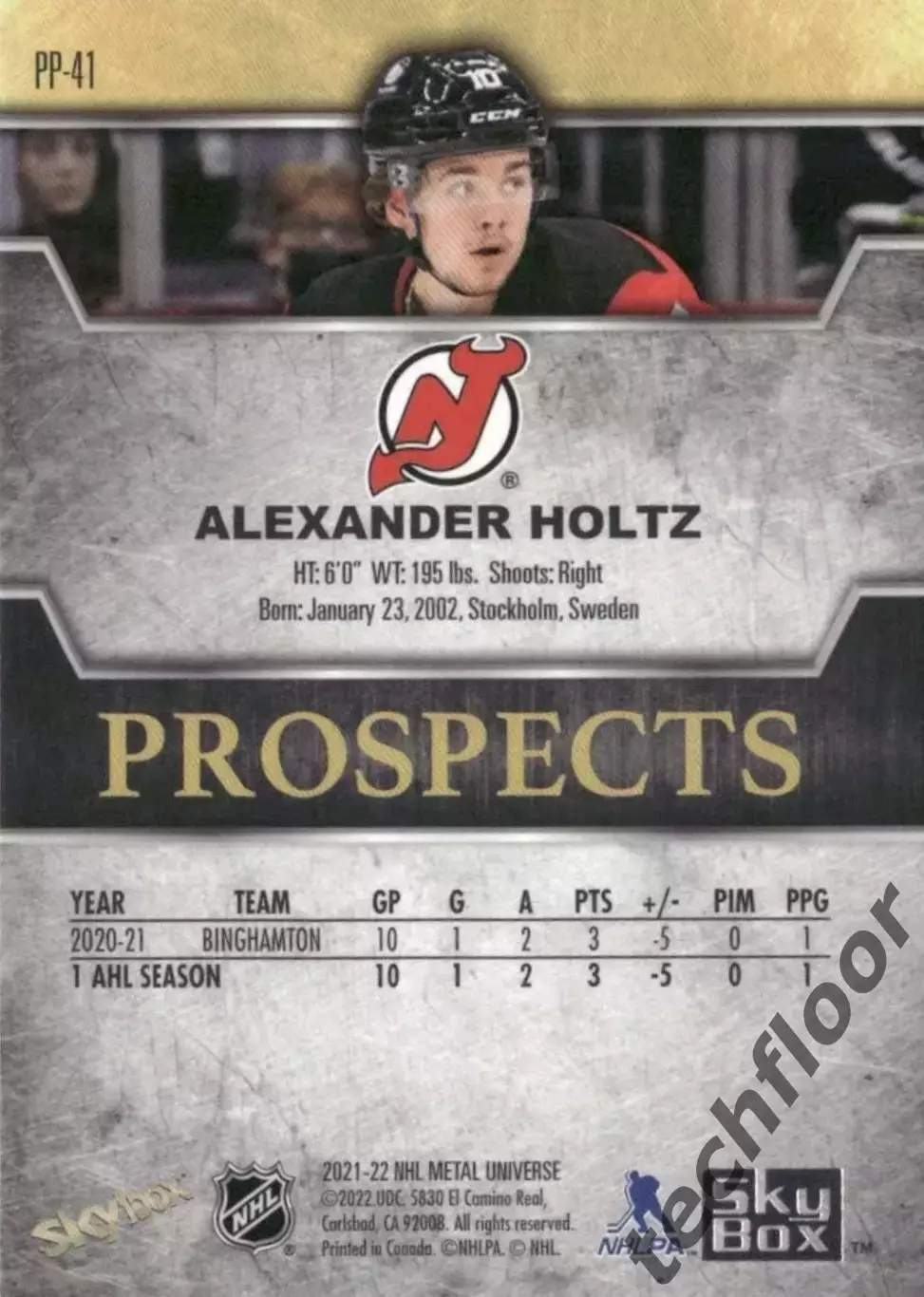 Карточка NHL Alexander Holtz New Jersey Devils/ Александр Хольц Нью-Джерси НХЛ 1