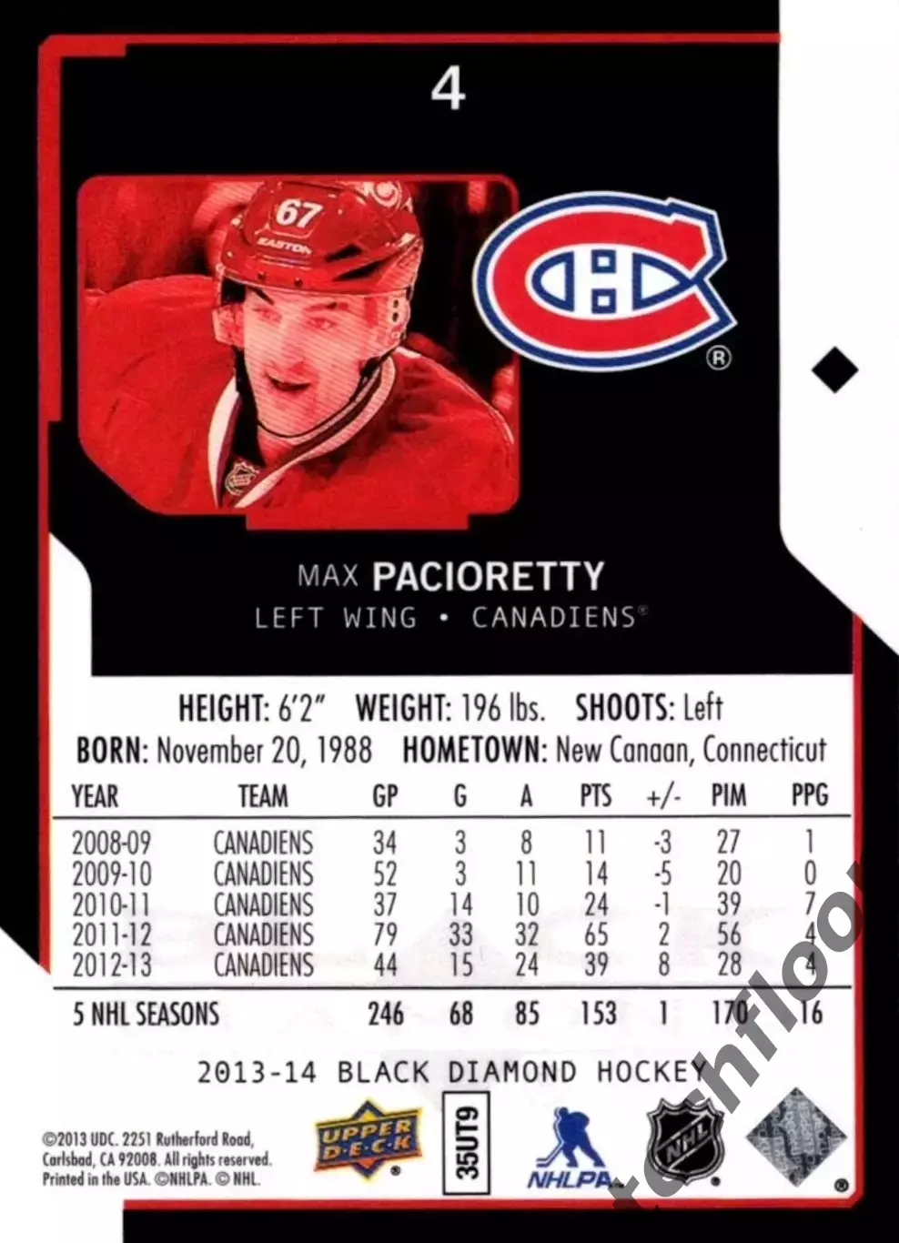 Карточка NHL Max Pacioretty Montreal Canadiens/Макс Пачиоретти Монреаль НХЛ 1