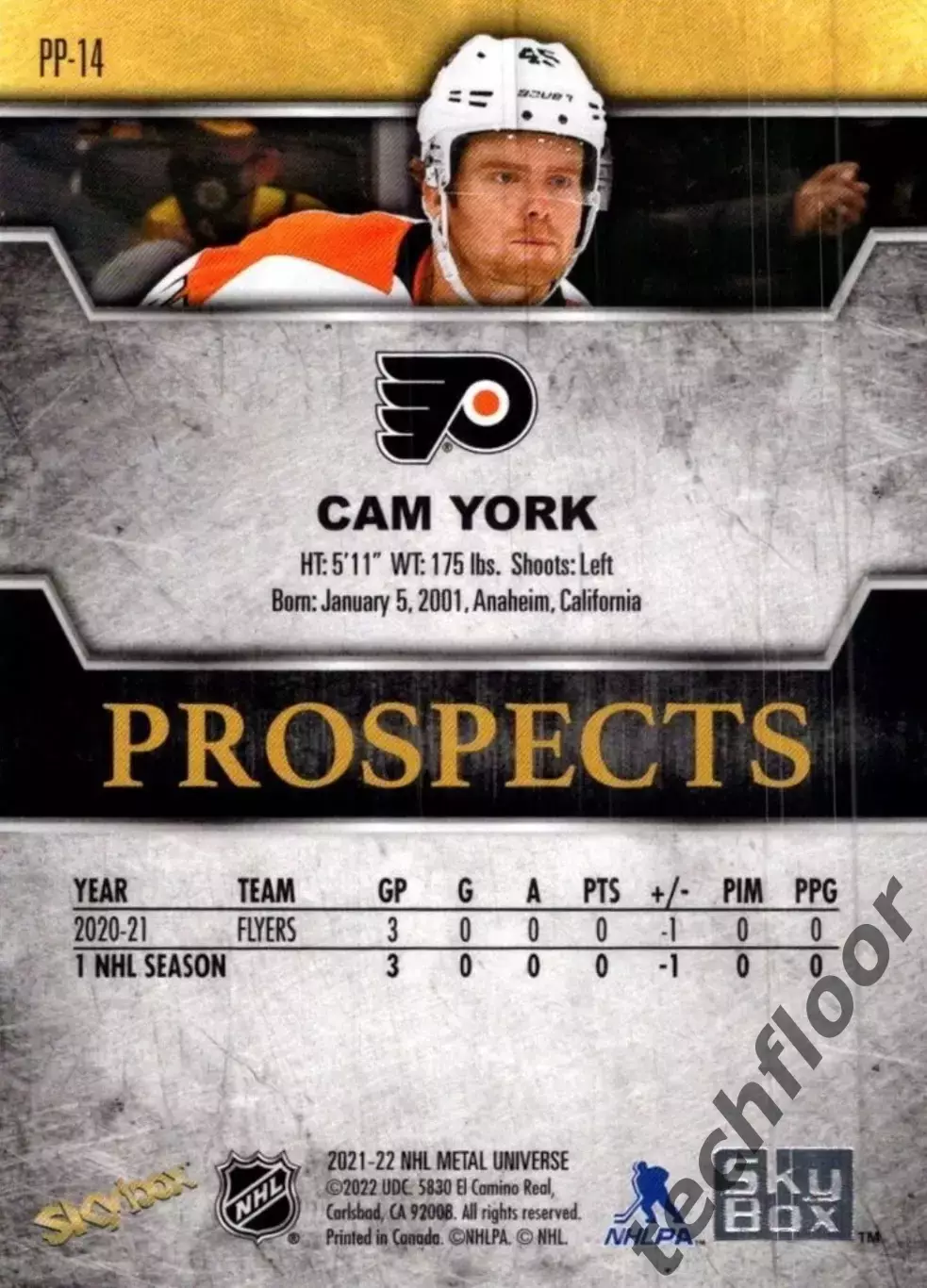 Карточка NHL Cam York Philadelphia Flyers/ Кэм Йорк Филадельфия НХЛ 1