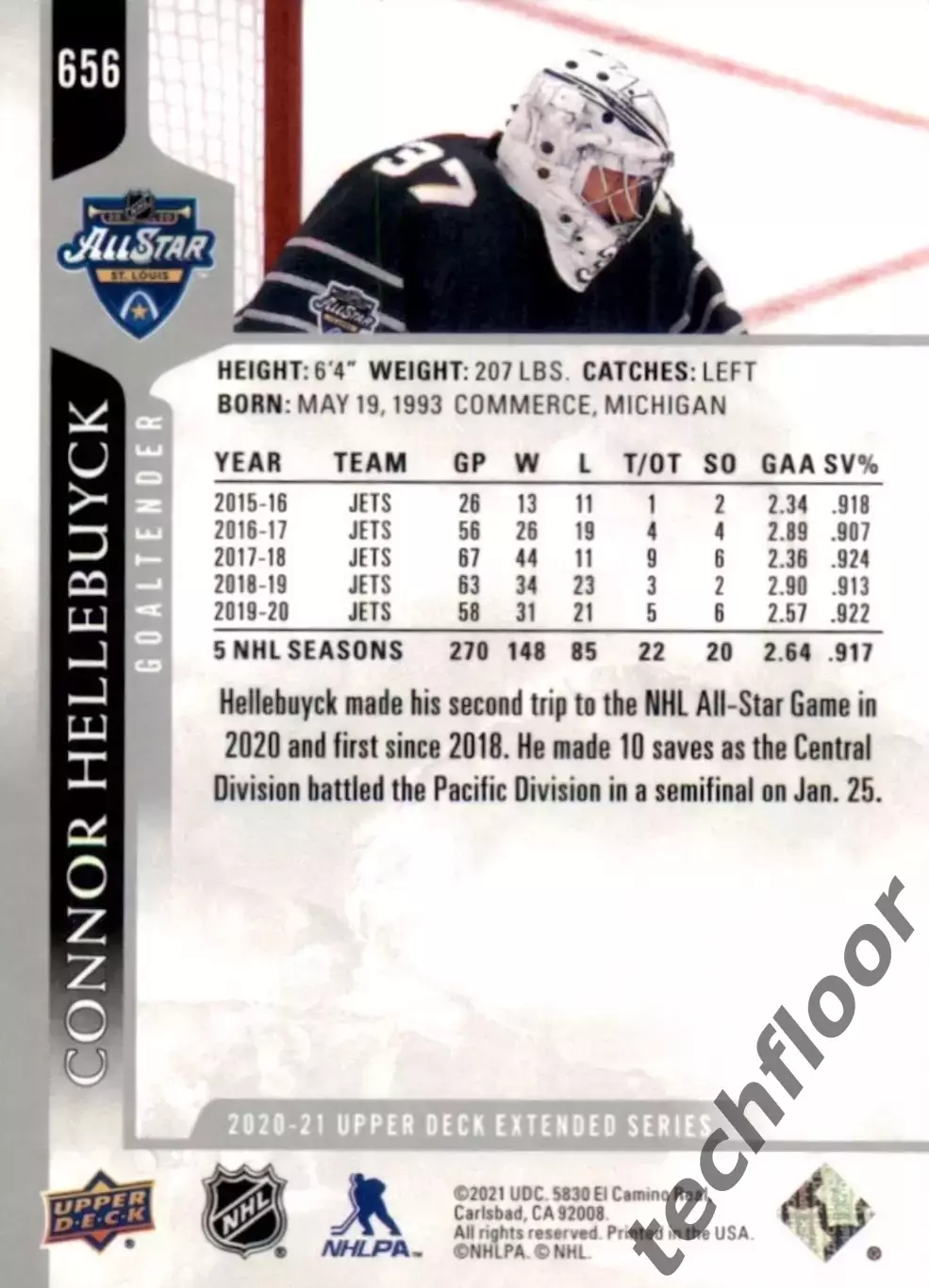Карточка NHL Connor Hellebuyck Winnipeg Jets/ Коннор Хеллебайк Виннипег НХЛ 1