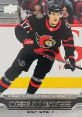 Карточка NHL Ridly Greig Ottawa Senators/ Ридли Грейг Оттава НХЛ