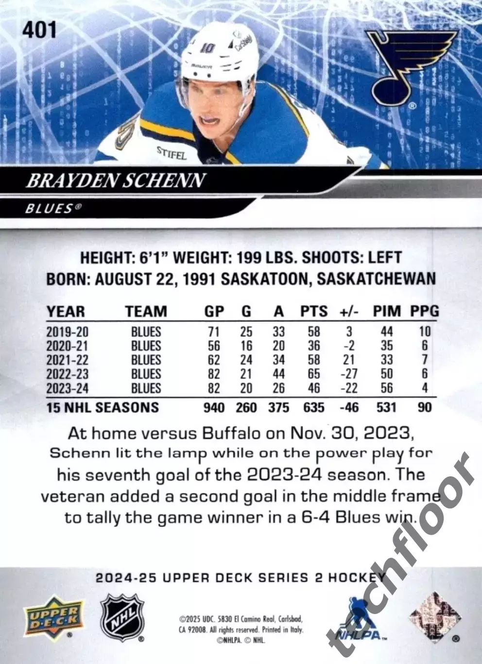 Карточка NHL Brayden Schenn St. Louis Blues/ Брэйден Шенн Сент-Луис НХЛ 1