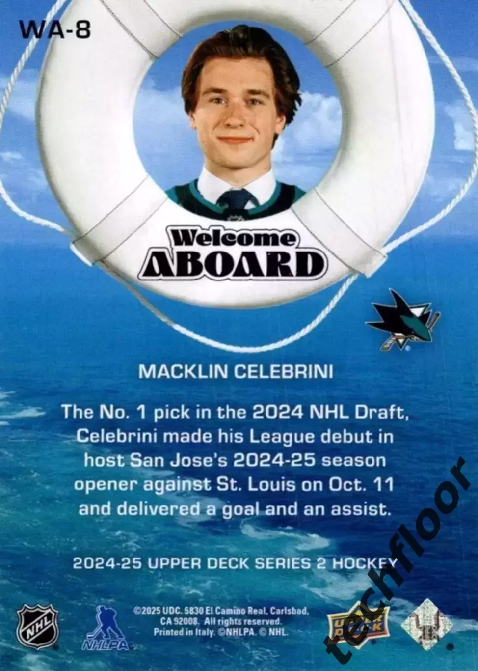 Карточка NHL Macklin Celebrini San Jose Sharks/Маклин Селебрини Сан-Хосе 1