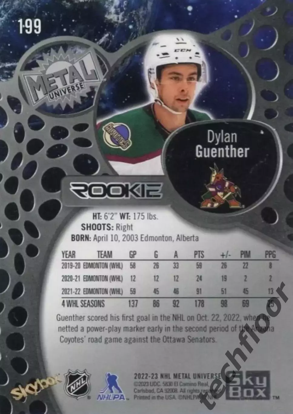 Карточка NHL Dylan Guenther Arizona Coyotes /Дилан Гюнтер Аризона НХЛ 1
