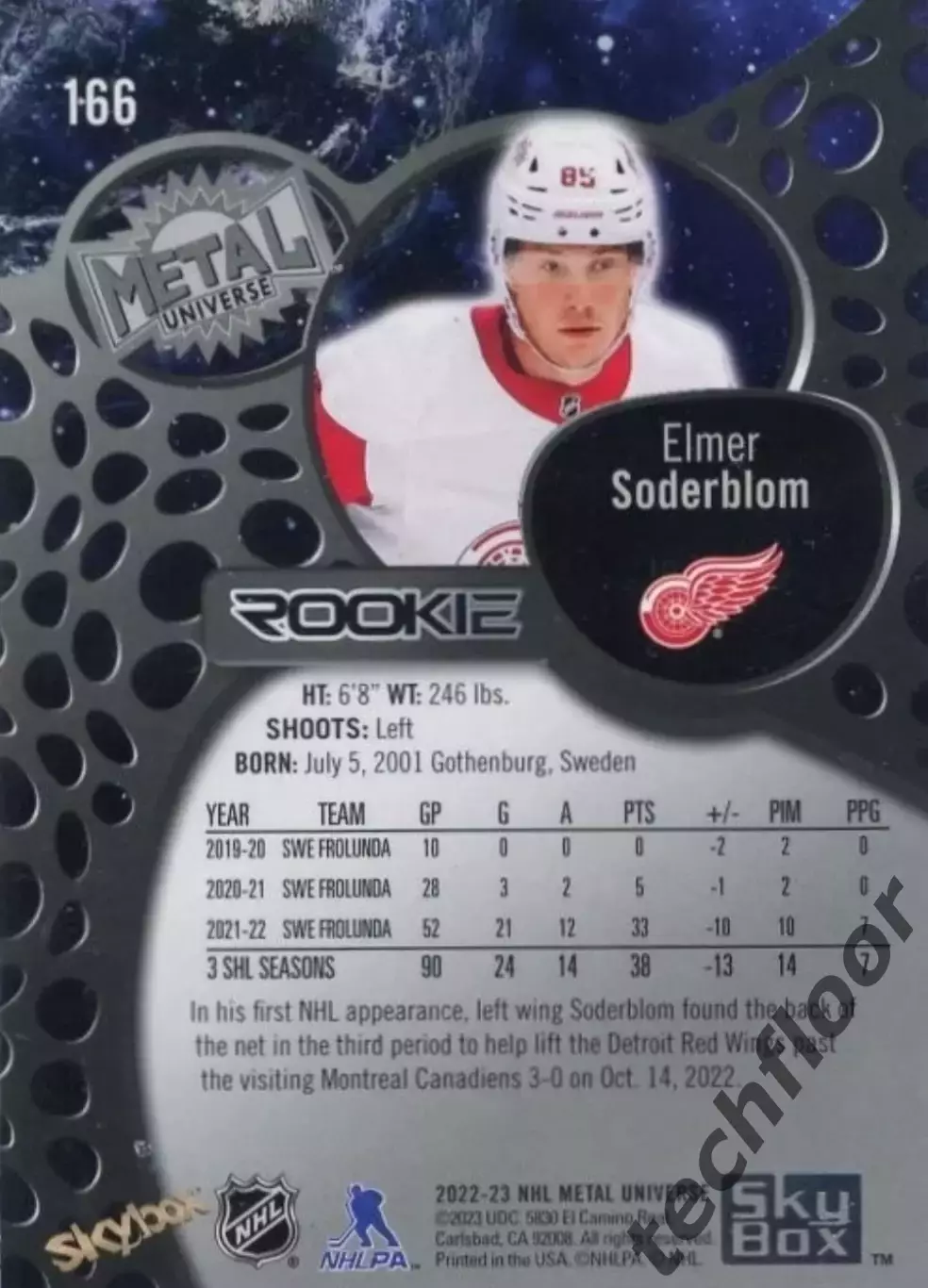 Карточка NHL Elmer Soderblom Detroit Red Wings /Элмер Сёдерблум Детройт НХЛ 1