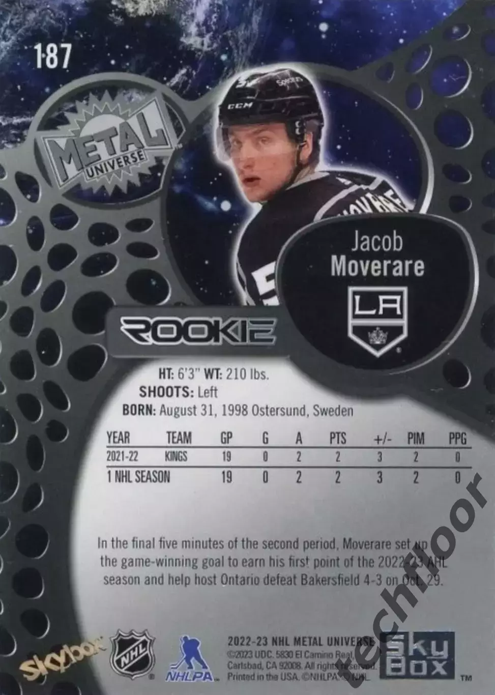 Карточка NHL Jacob Moverare LA Kings/Якоб Мовераре Лос-Анджелес НХЛ 1