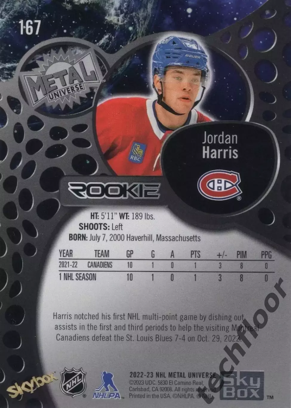 Карточка NHL Jordan Harris Montreal Canadiens/Джордан Харрис Монреаль НХЛ 1