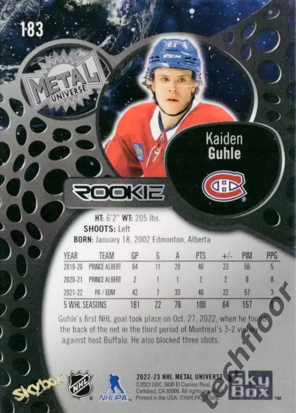 Карточка NHL Kaiden Guhle Montreal Canadiens /Кайден Гуле Монреаль НХЛ 1