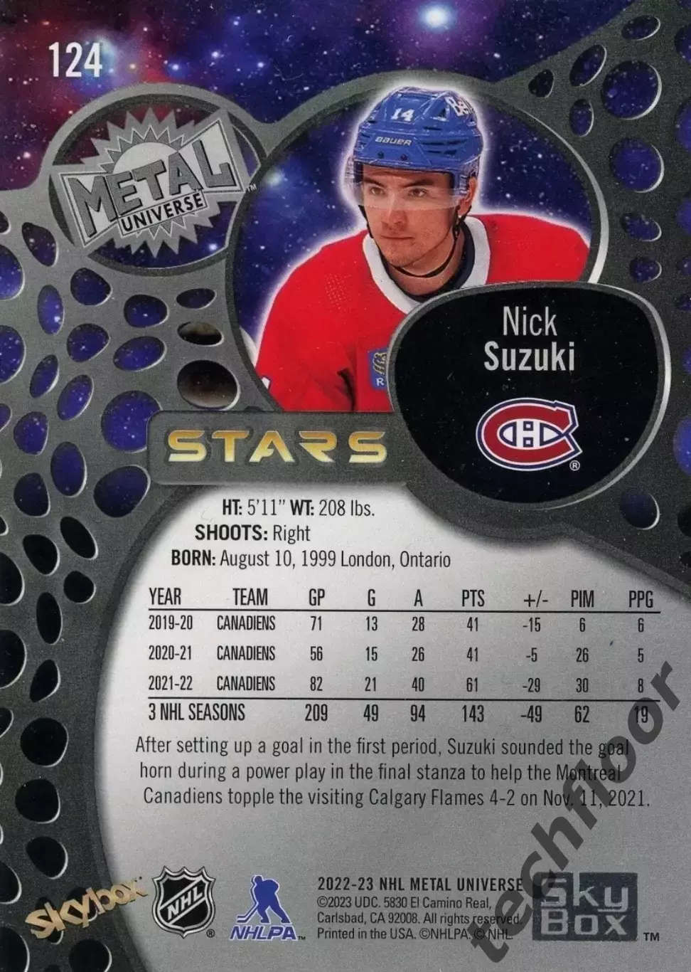 Карточка NHL Nick Suzuki Montreal Canadiens/Ник Сузуки Монреаль НХЛ 1