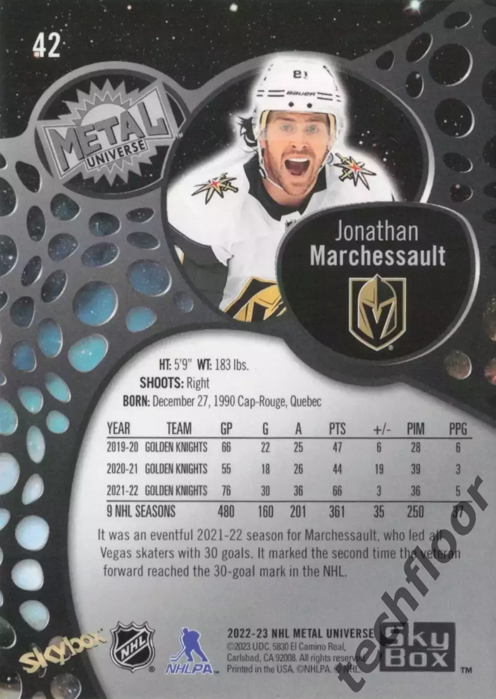 Карточка NHL Jonathan Marchessault Vegas Golden Knights/ Жонатан Маршессо Вегас 1