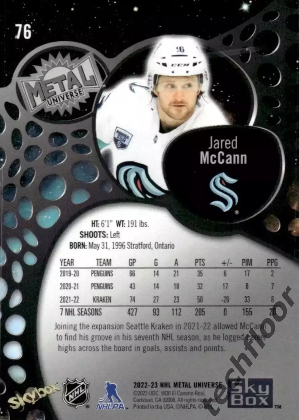 Карточка NHL Jared McCann Seattle Kraken/ Джаред Маккан Сиэтл НХЛ 1