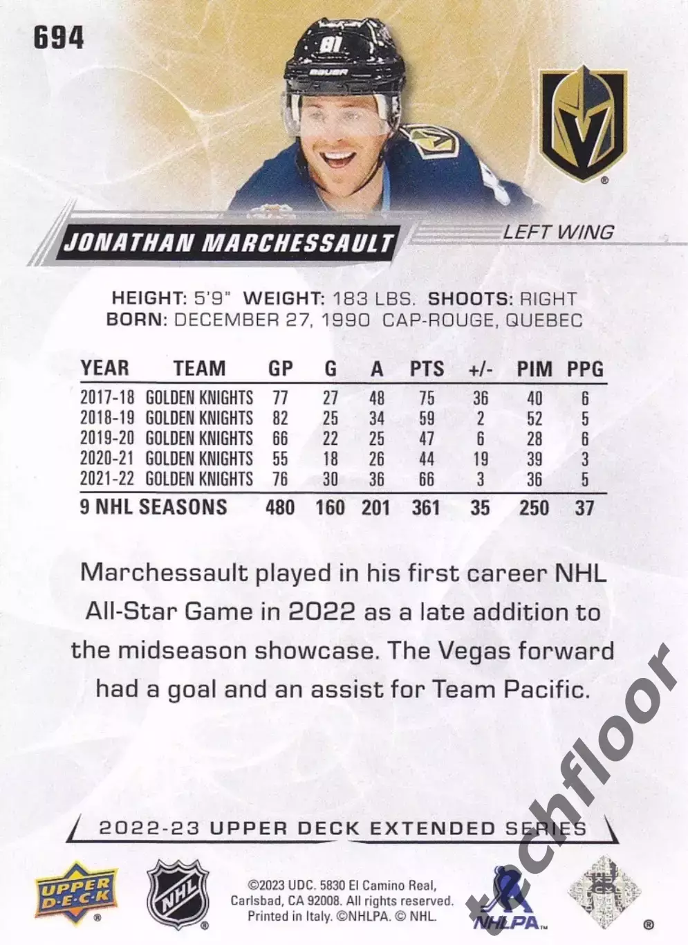Карточка NHL Jonathan Marchessault Vegas Golden Knights/ Жонатан Маршессо Вегас 1