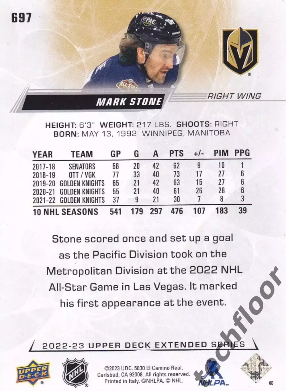 Карточка NHL Mark Stone Vegas Golden Knights/Марк Стоун Вегас НХЛ 1