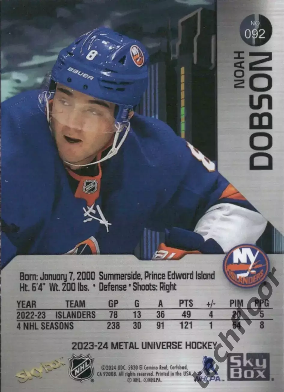 Карточка NHL Noah Dobson New York Islanders/Ноа Добсон Айлендерс НХЛ 1