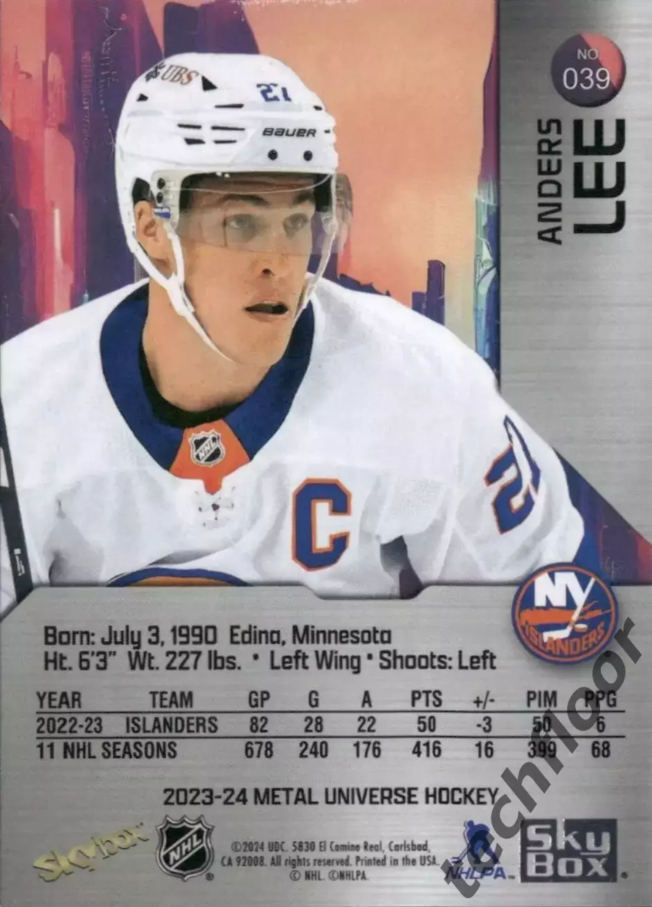 Карточка NHL Anders Lee New York Islanders/ Андерс Ли Айлендерс НХЛ 1