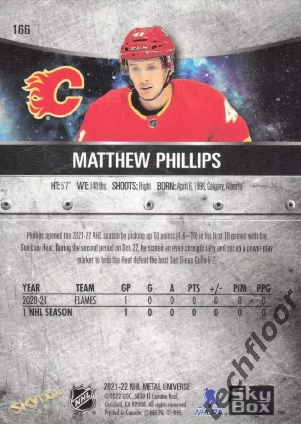 Карточка NHL Matthew Phillips Calgary Flames/Мэттью Филлипс Калгари НХЛ 1