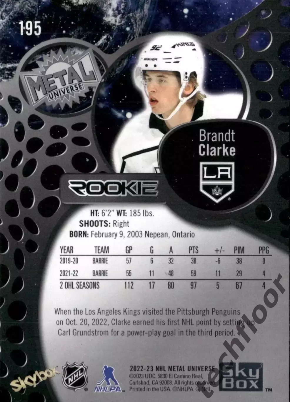 Карточка NHL Brandt Clarke LA Kings/ Брандт Кларк Лос-Анджелес НХЛ 1