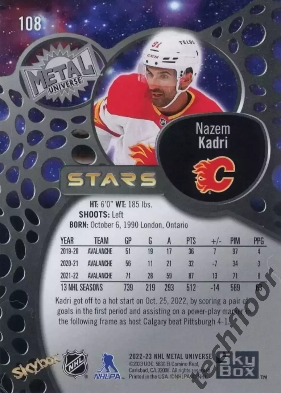 Карточка NHL Nazem Kadri Calgary Flames/Назем Кадри Калгари НХЛ 1