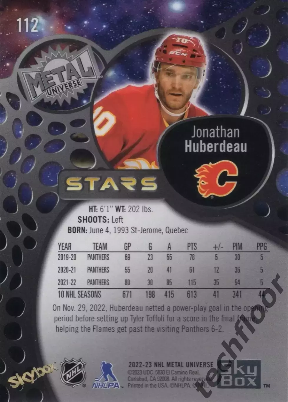 Карточка NHL Jonathan Huberdeau Calgary Flames/Джонатан Юбердо Калгари НХЛ 1