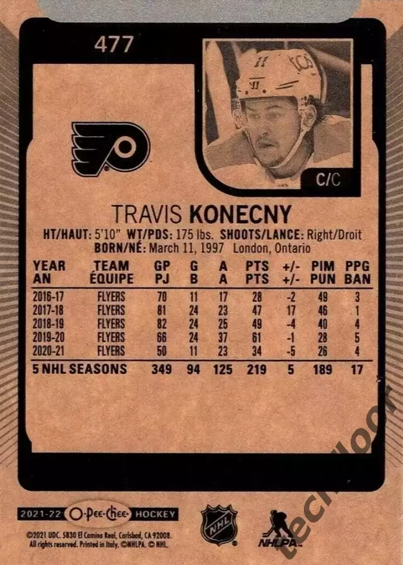 Карточка NHL Travis Konecny Philadelphia Flyers / Трэвис Конекни Филадельфия НХЛ 1