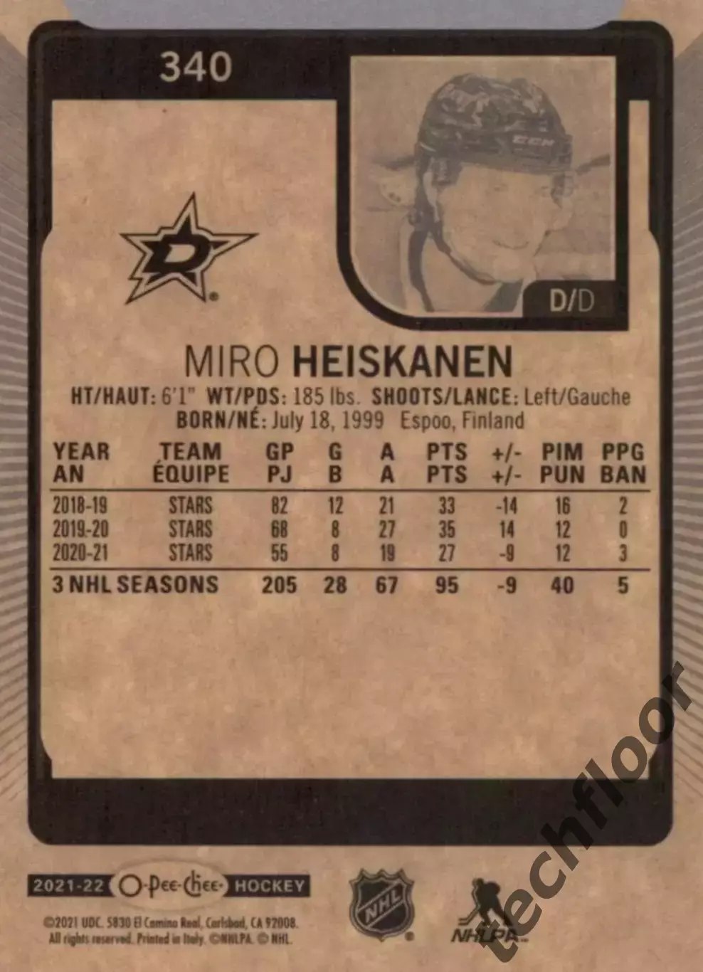Карточка NHL Miro Heiskanen Dallas Stars/ Миро Хеисканен Даллас НХЛ 1