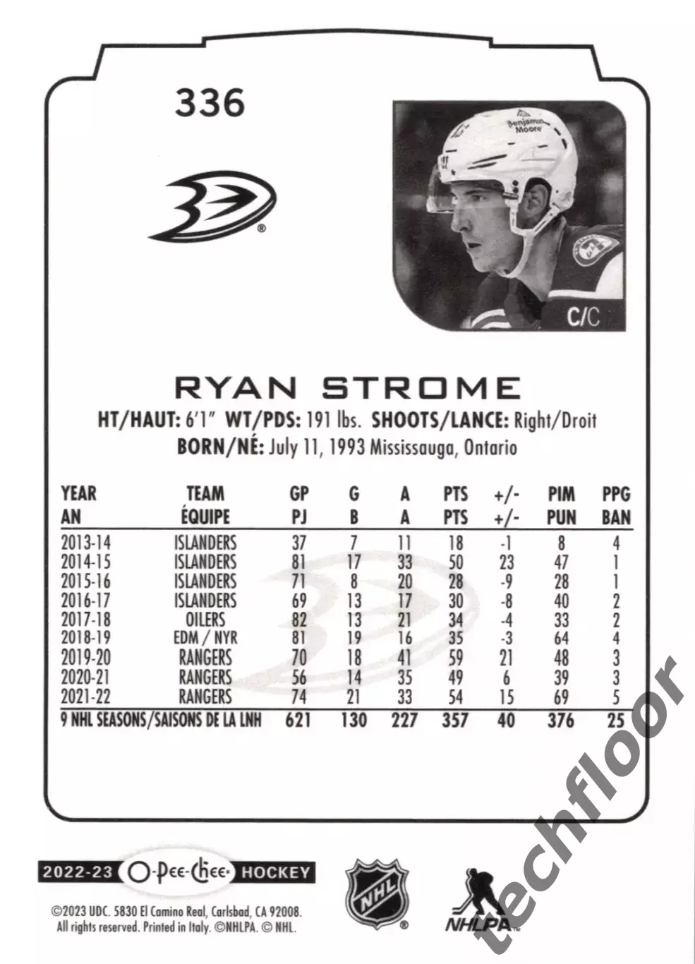 Карточка NHL Ryan Strome Anaheim Ducks/Райан Строум Анахайм НХЛ 1