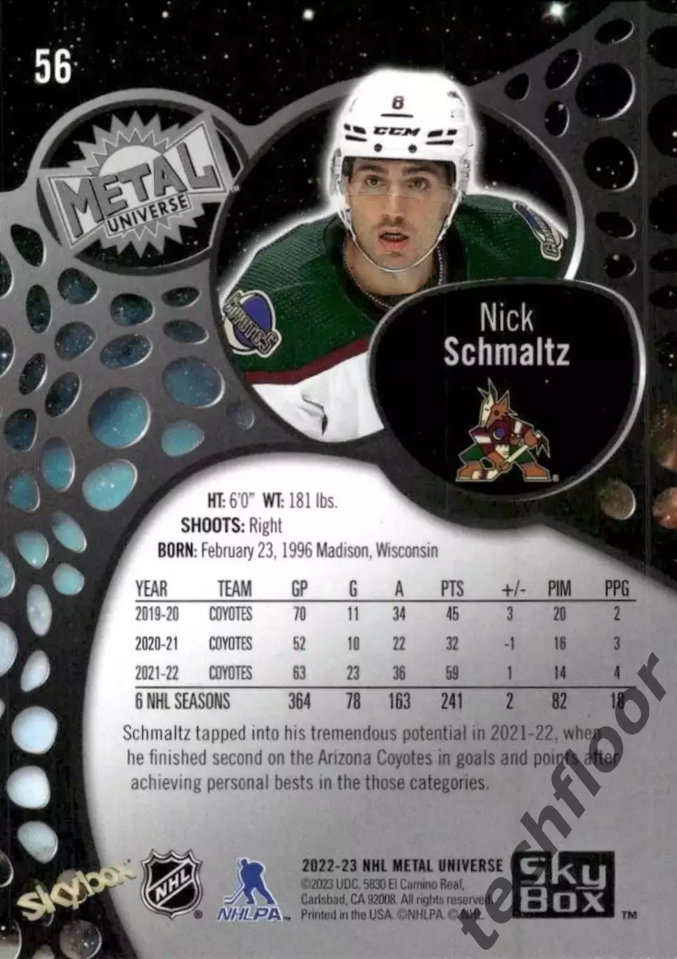 Карточка NHL Nick Schmaltz Arizona Coyotes/ Ник Шмальц Аризона НХЛ 1