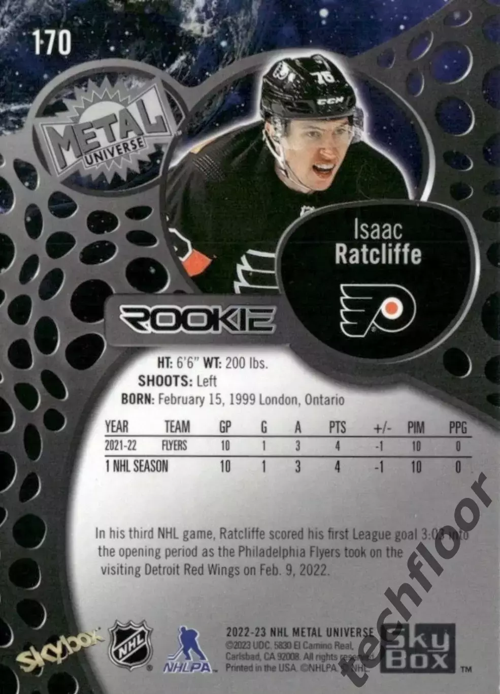 Карточка NHL Isaac Ratcliffe Philadelphia Flyers/Исаак Рэтклифф Филадельфия НХЛ 1