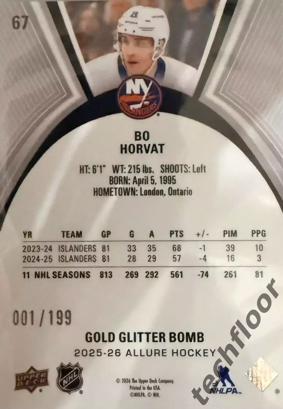 Карточка NHL Bo Horvat New York Islanders/Бо Хорват Айлендерс НХЛ 1