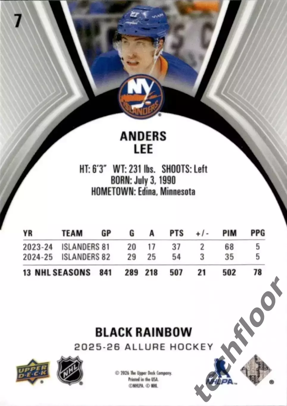 Карточка NHL Anders Lee New York Islanders/Андерс Ли Айлендерс НХЛ 1