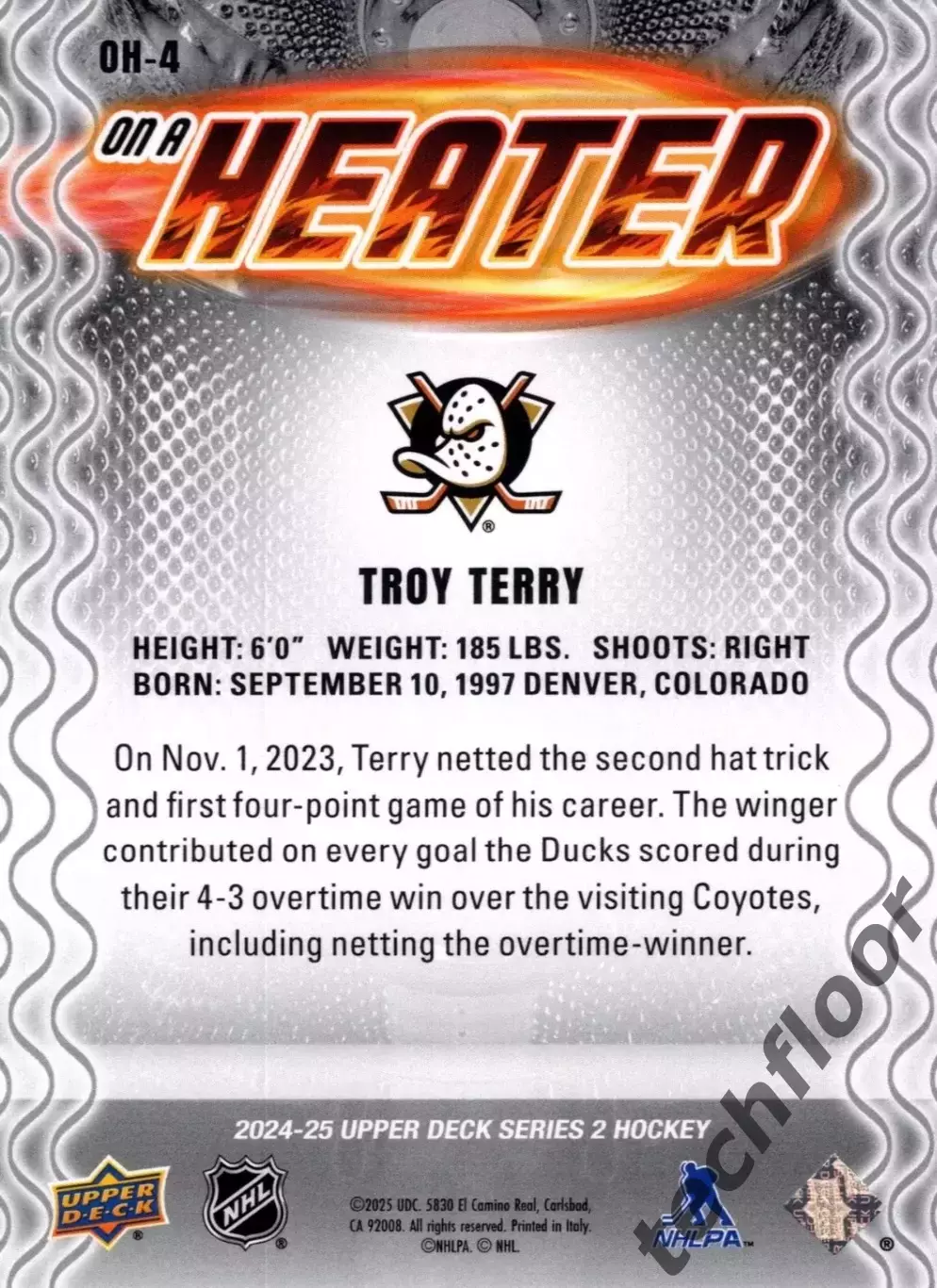 Карточка NHL Troy Terry Anaheim Ducks/Трой Терри Анахайм НХЛ 1
