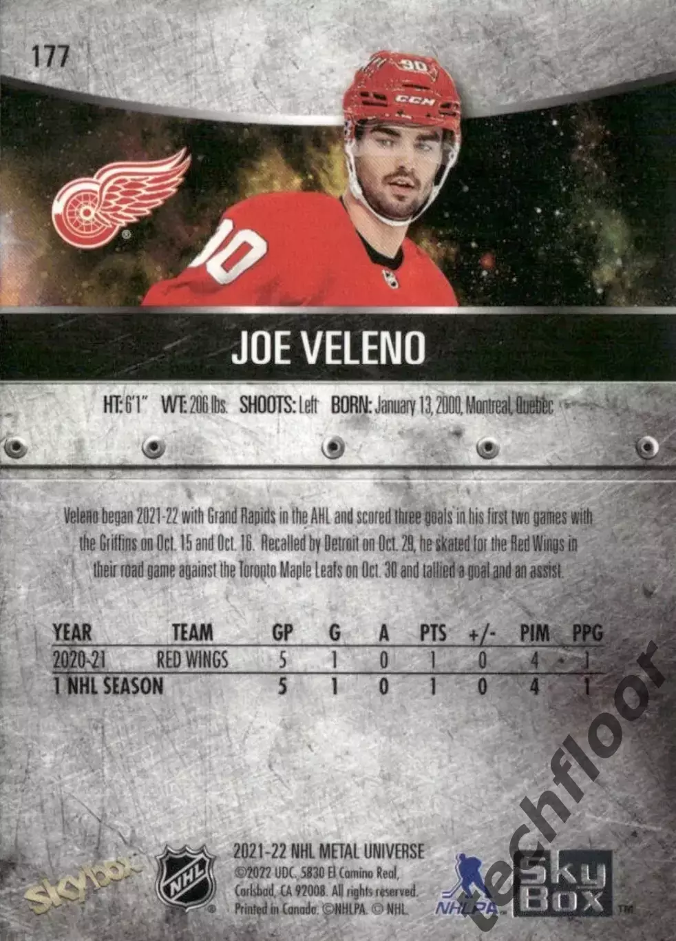 Карточка NHL Joe Veleno Detroit Red Wings/Джо Велено Детройт НХЛ 1