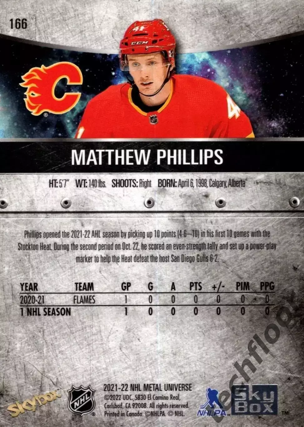Карточка NHL Matthew Phillips Calgary Flames/ Мэттью Филлипс Калгари НХЛ 1