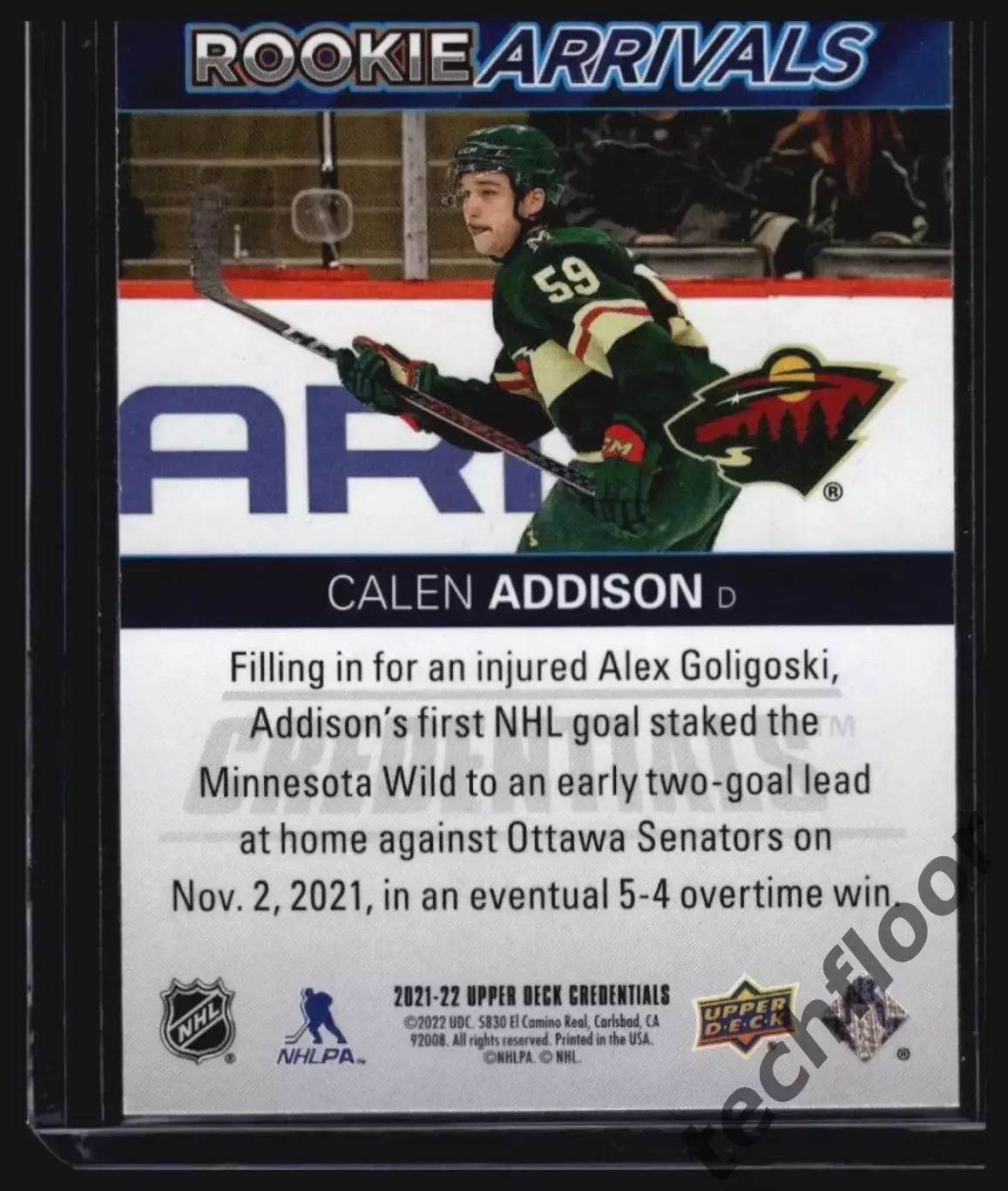 Карточка NHL Calen Addison Minnesota Wild/Кален Эддисон Миннесота НХЛ 1