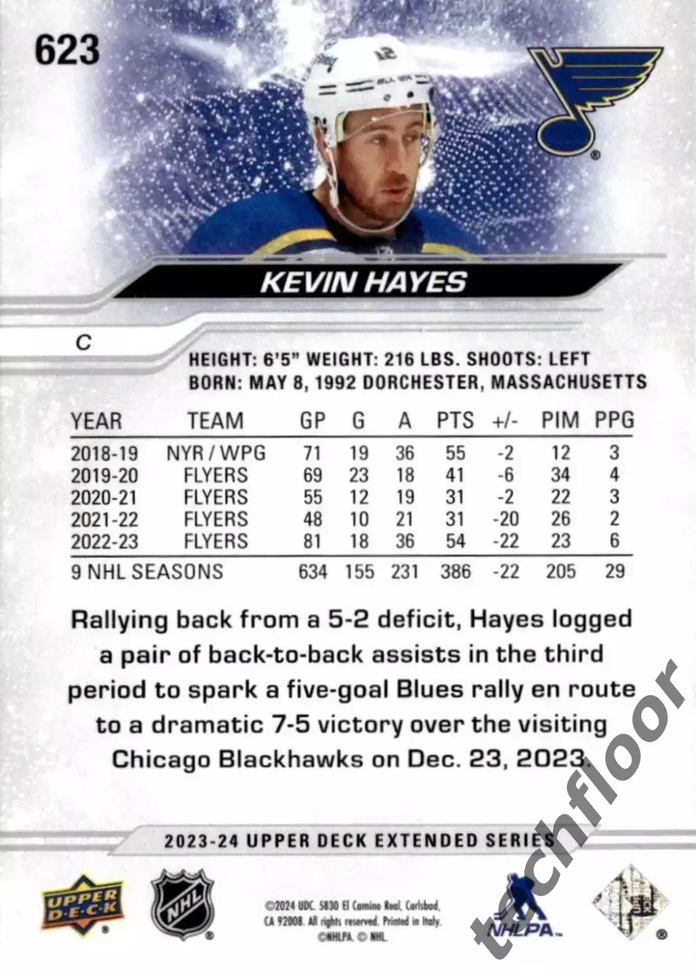 Карточка NHL Kevin Hayes St. Louis Blues/ Кевин Хейз Сент-Луис НХЛ 1