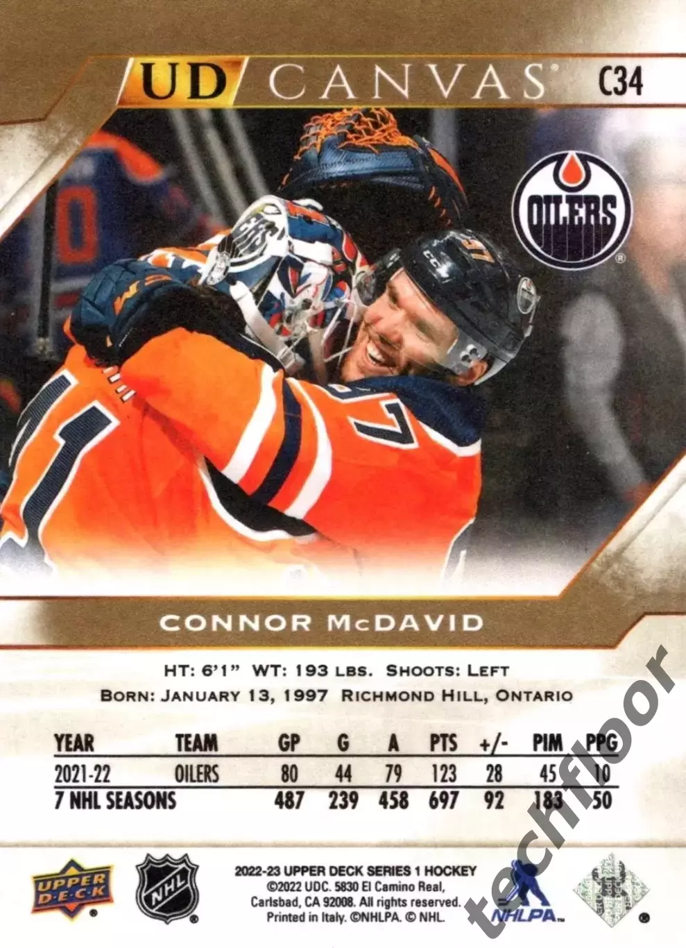 Карточка Canvas NHL Connor McDavid Edmonton Oilers/Коннор Макдэвид Эдмонтон НХЛ 1