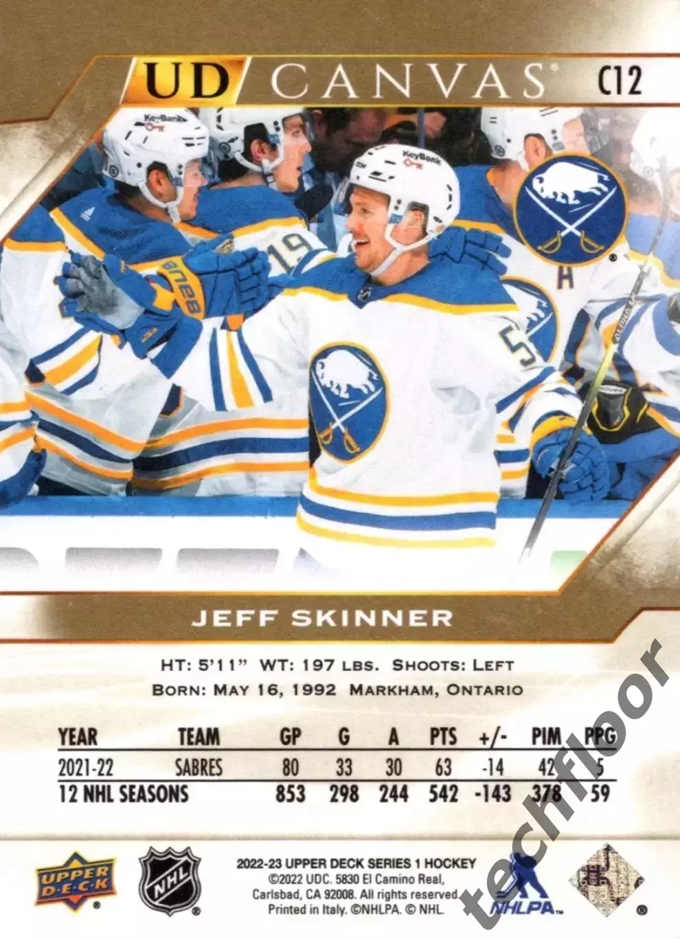 Карточка Canvas NHL Jeff Skinner Buffalo Sabres/Джефф Скиннер Баффало НХЛ 1