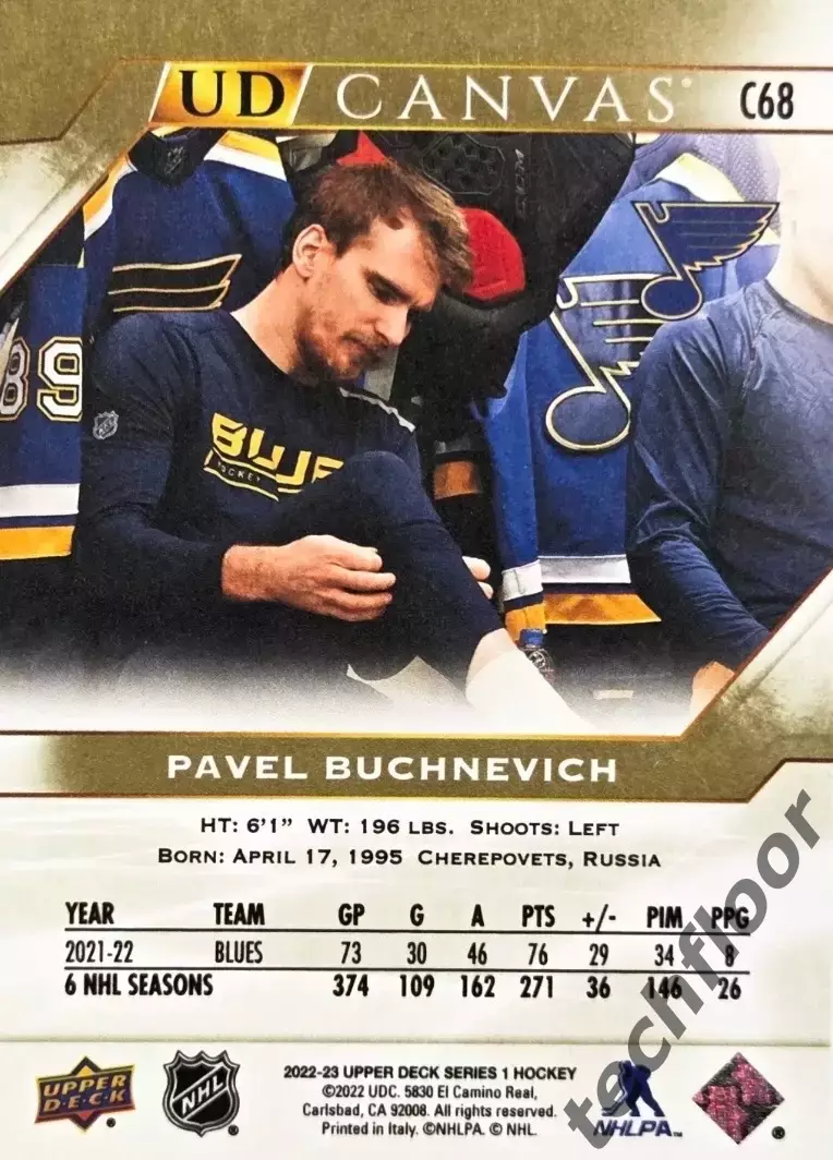 Карточка Canvas NHL Pavel Buchnevich St. Louis Blues/Павел Бучневич Сент-Луис 1