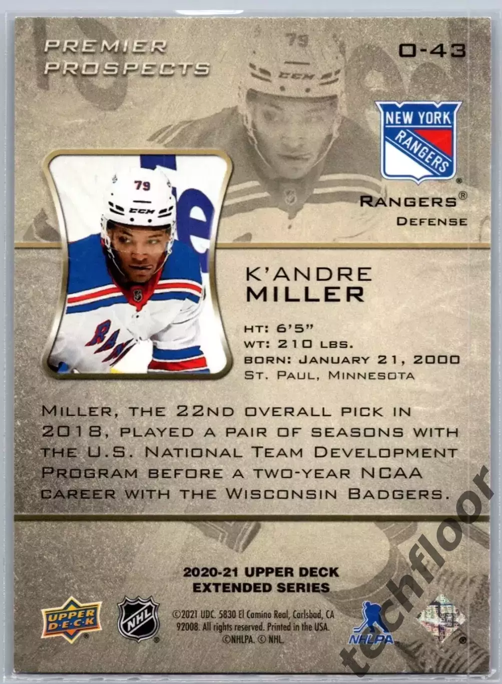 Карточка NHL K. Andre Miller New York Rangers 1