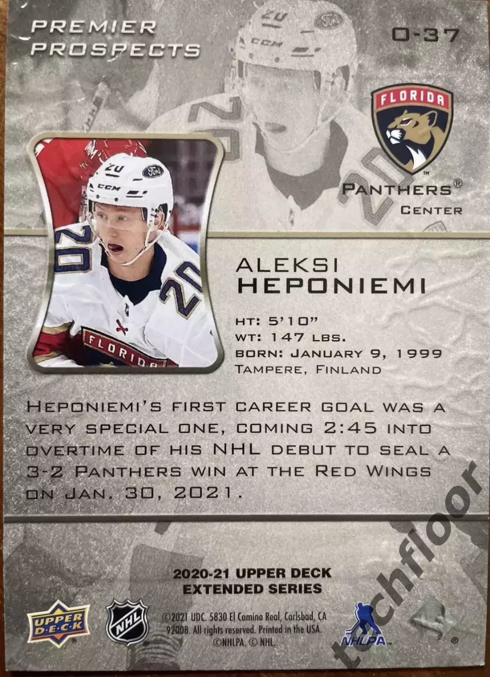 Карточка NHL Aleksi Heponiemi Florida Panthers 1