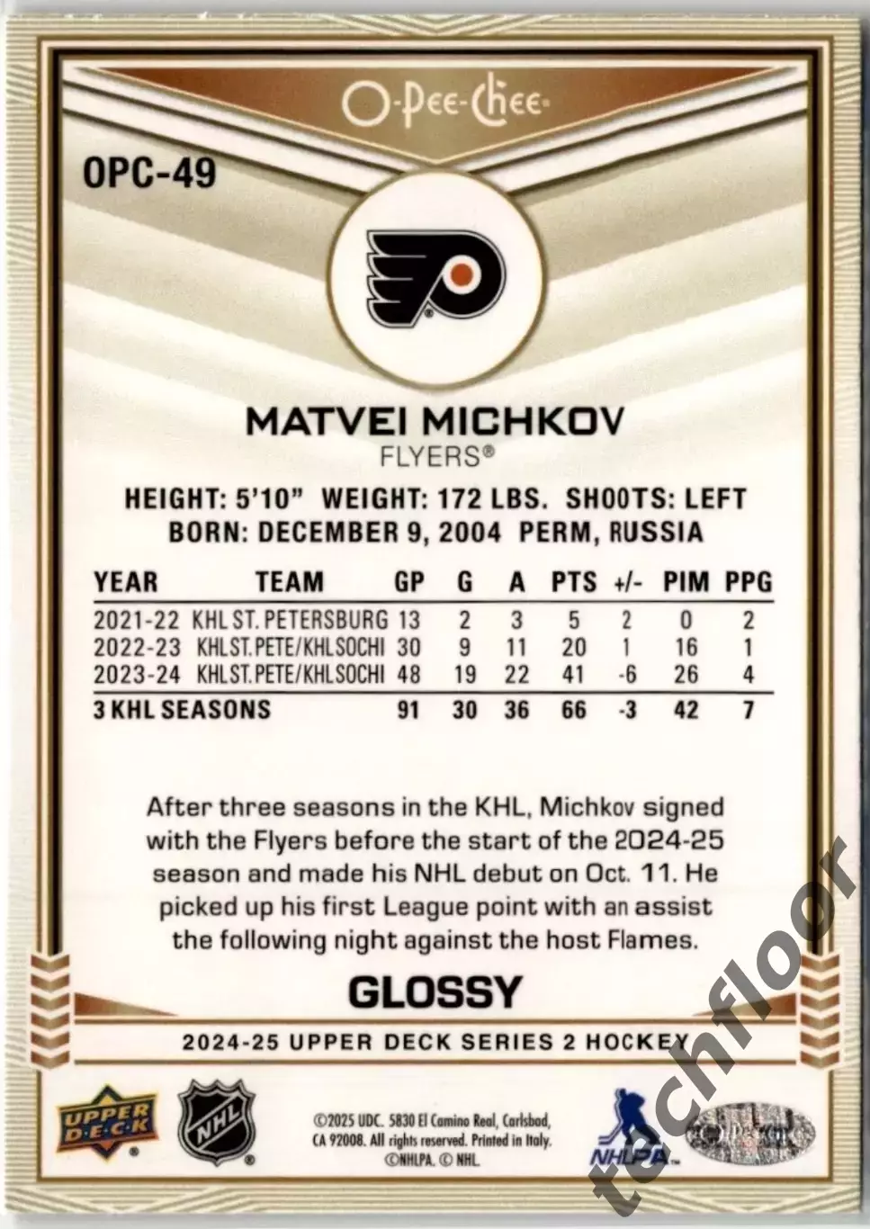 Карточка NHL Matvei Michkov Philadelphia Flyers/ Матвей Мичков 1