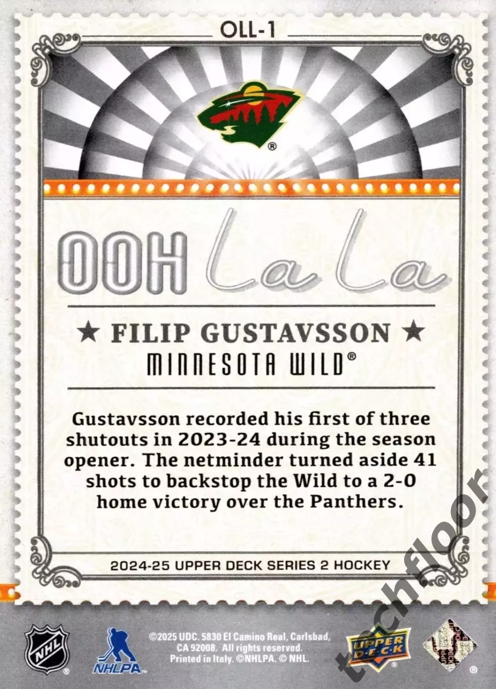 Карточка NHL Filip Gustavsson Minnesota Wild 1