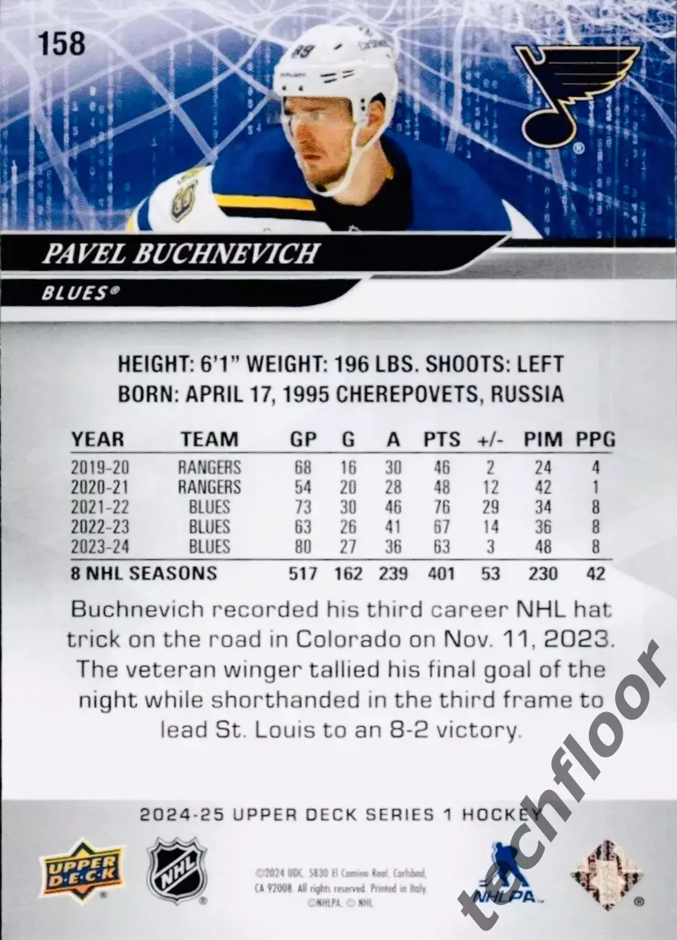 Карточка NHL Pavel Buchnevich St. Louis Blues/ Павел Бучневич Сент-Луис НХЛ 1