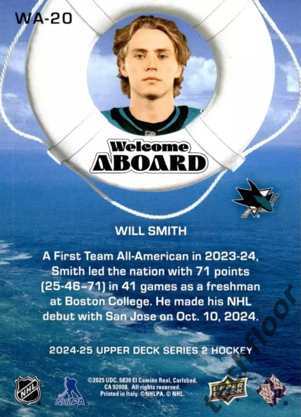 Карточка NHL Will Smith San Jose Sharks/Уилл Смит Сан-Хосе 1
