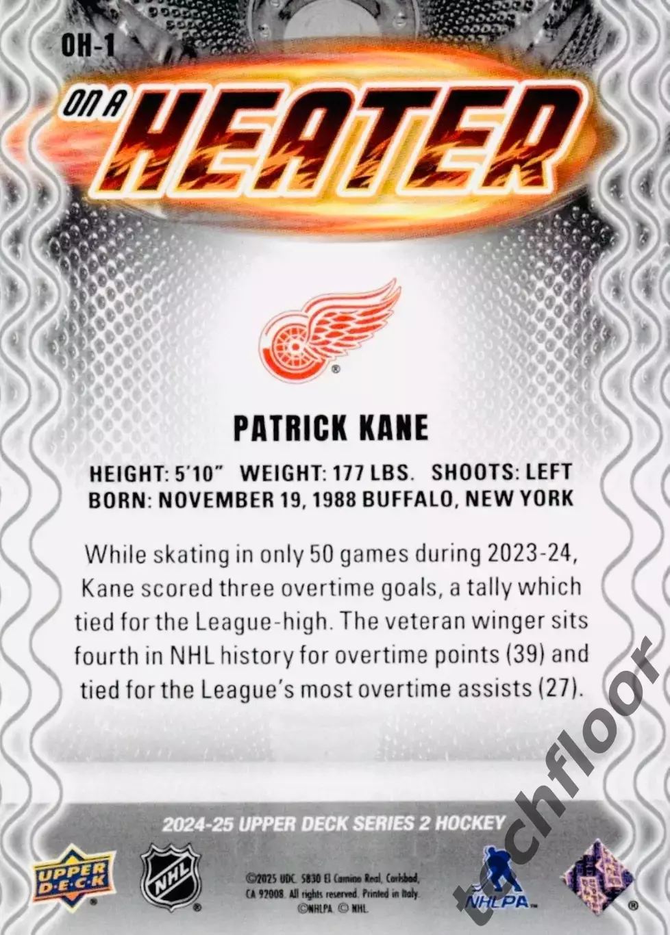 Карточка NHL Patrick Kane Detroit Red Wings/Патрик Кейн Детройт НХЛ 1