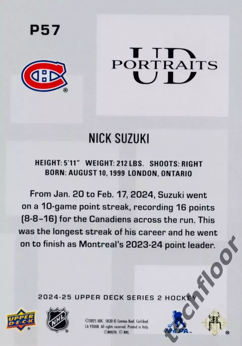 Карточка NHL Nick Suzuki Montreal Canadiens/ Ник Сузуки Монреаль НХЛ 1