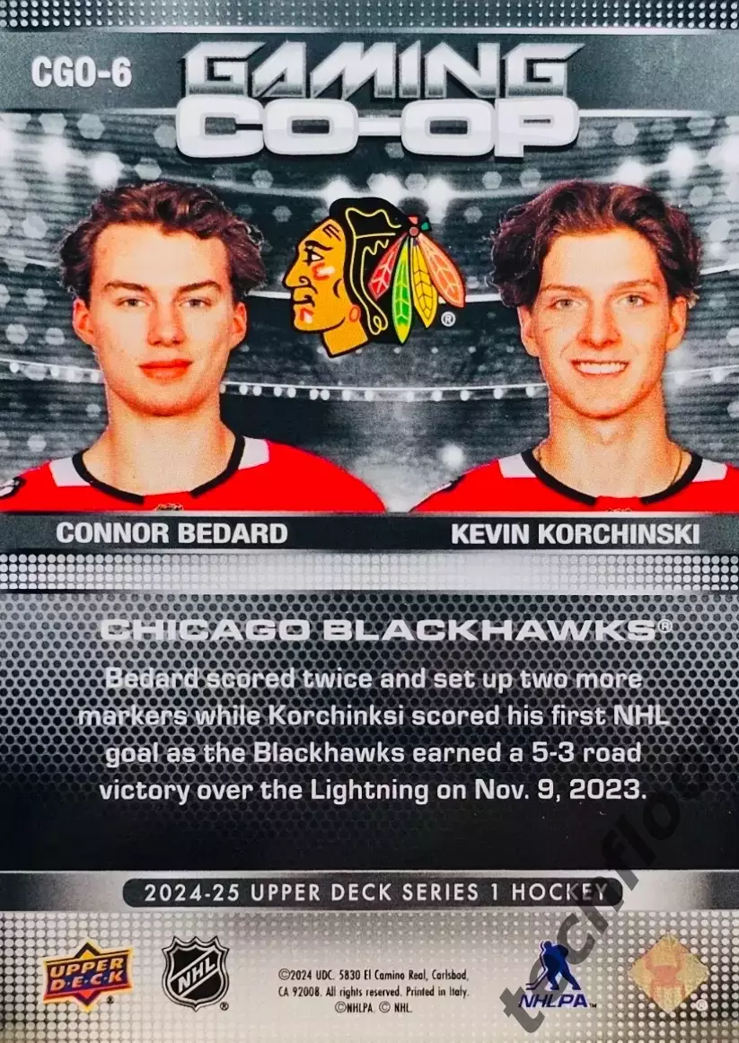 Карточка NHL Connor Bedard/Kevin Korchinski Chicago Blackhawks/ Чикаго 1